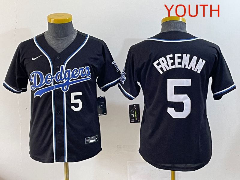 Youth 2025 Los Angeles Dodgers #5 Freeman Black Three generations Fashion Nike MLB Jersey style 3